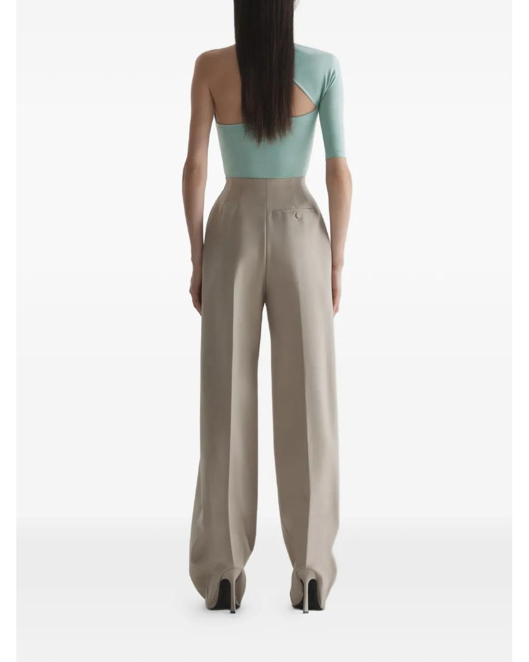 Mugler Green Draped Loop Jersey Top