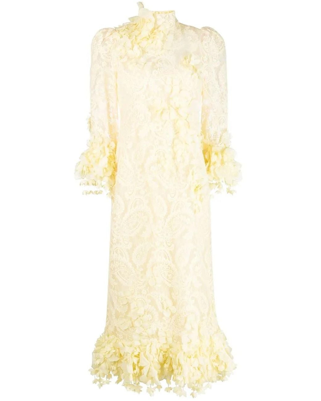 Zimmermann Yellow High Tide Lace Midi Dress