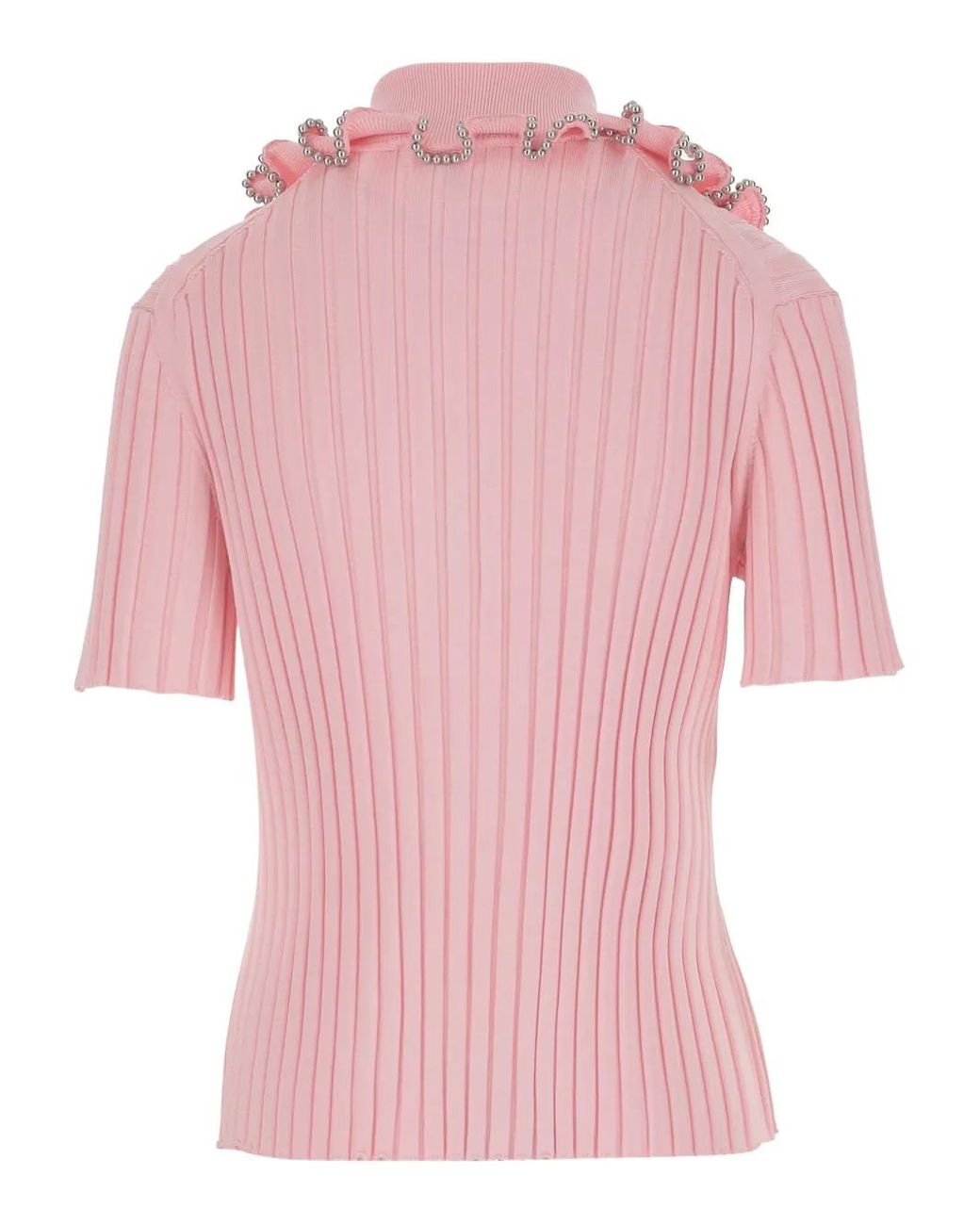Jil Sander Pink Ribbed Polo Top
