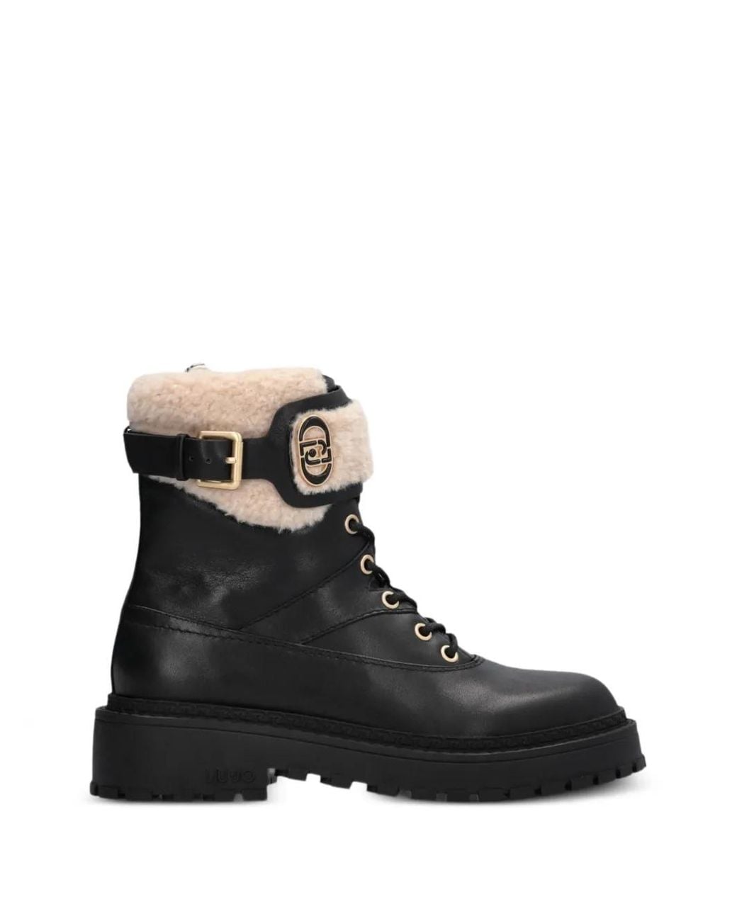 Liu Jo Black Rumi Shearling-Trim Ankle Boots