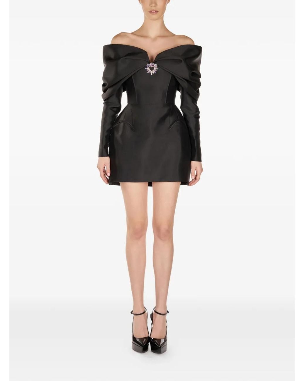 ARAFTU Black Embellished-Detail Mini Dress