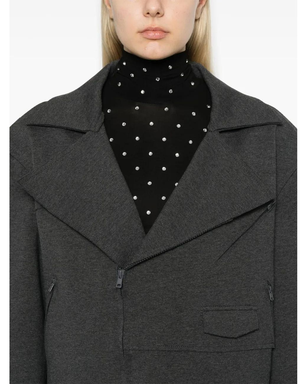 Norma Kamali Black Jersey Biker Jacket