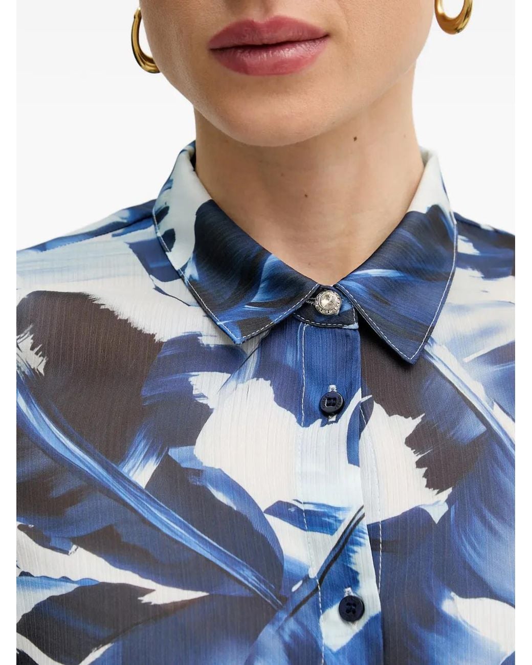 Guess Blue Floral Print Shirt