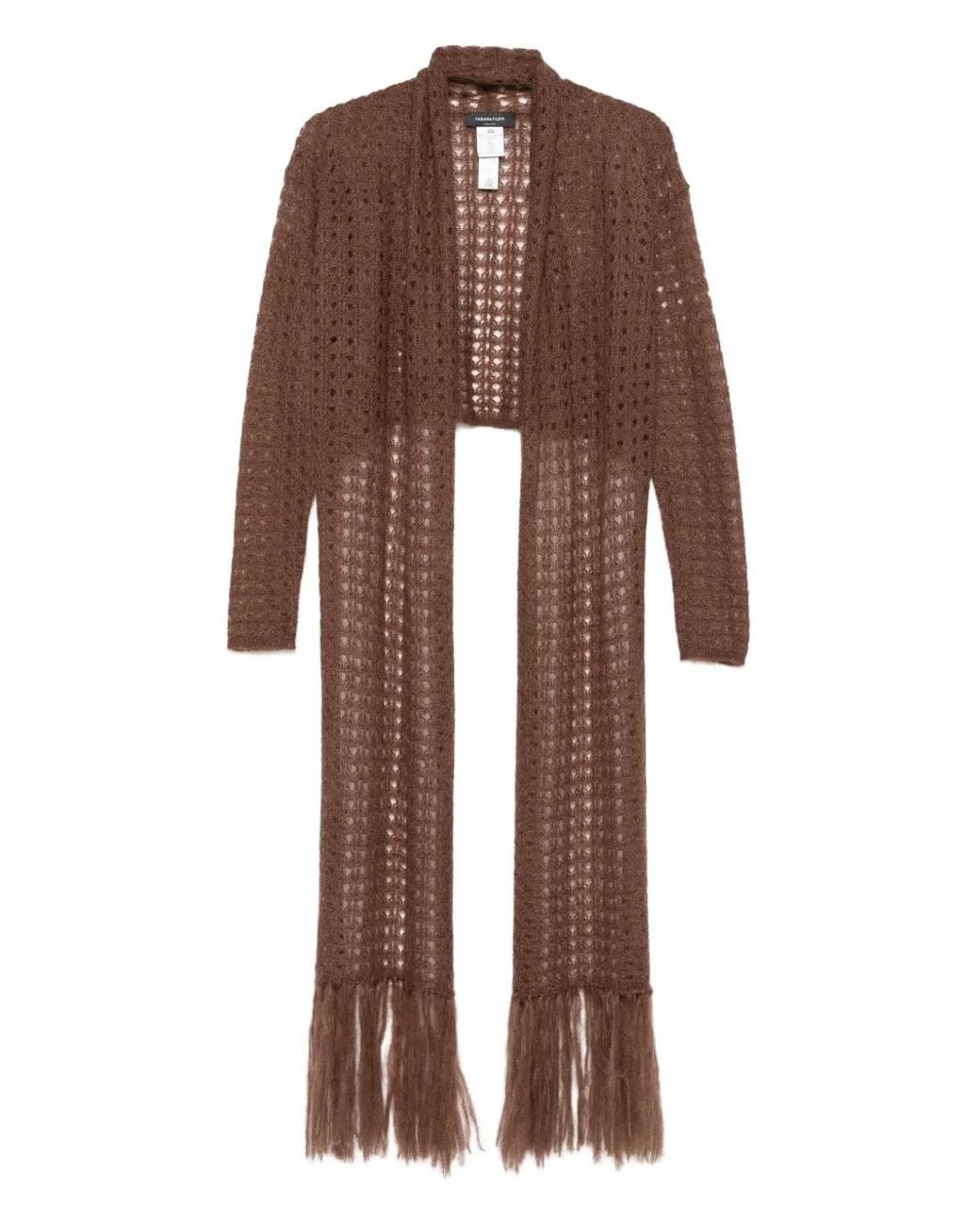 Fabiana Filippi Brown Tie-Front Open-Knit Cardigan