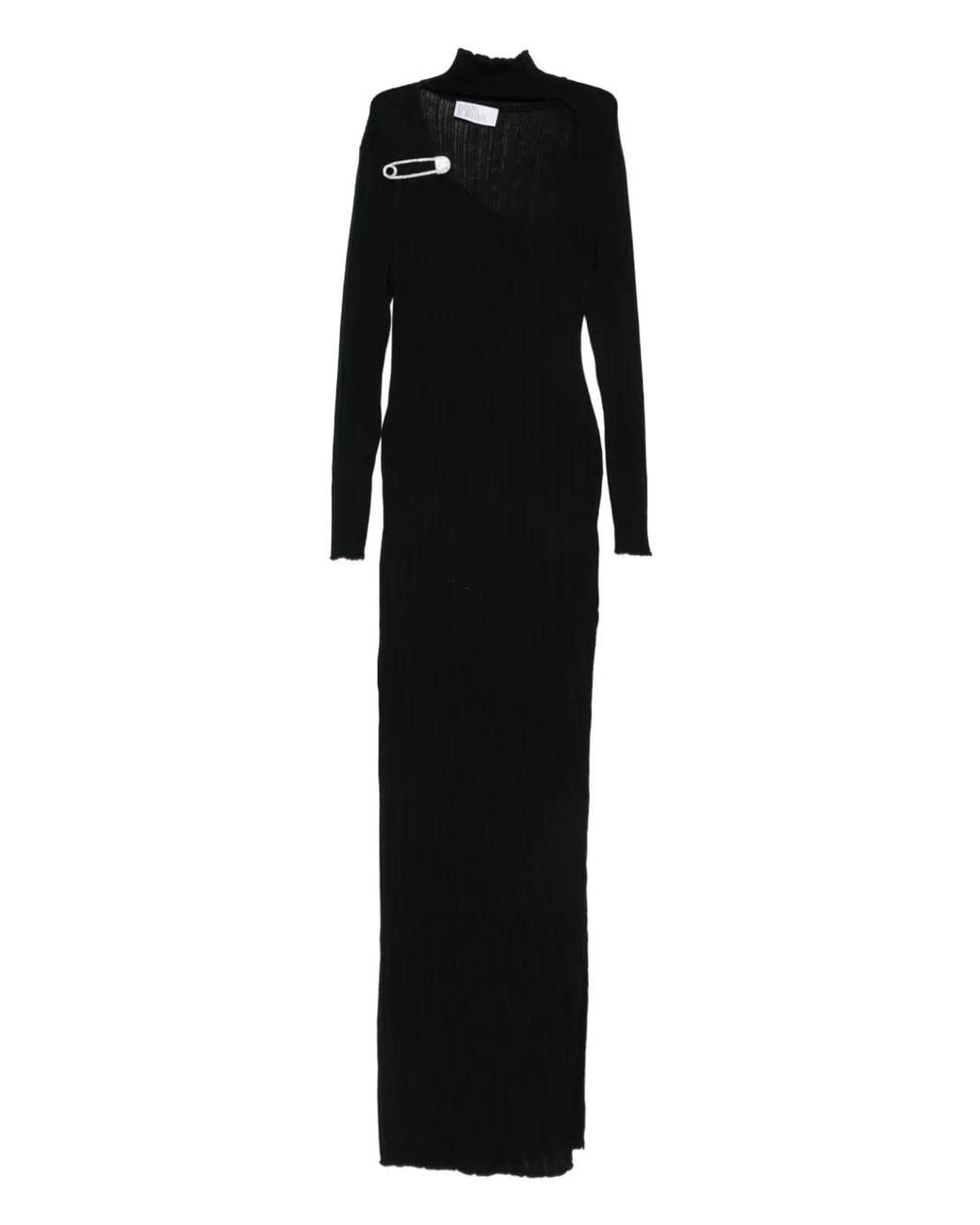 GIUSEPPE DI MORABITO Black Safety-Pin Ribbed Dress