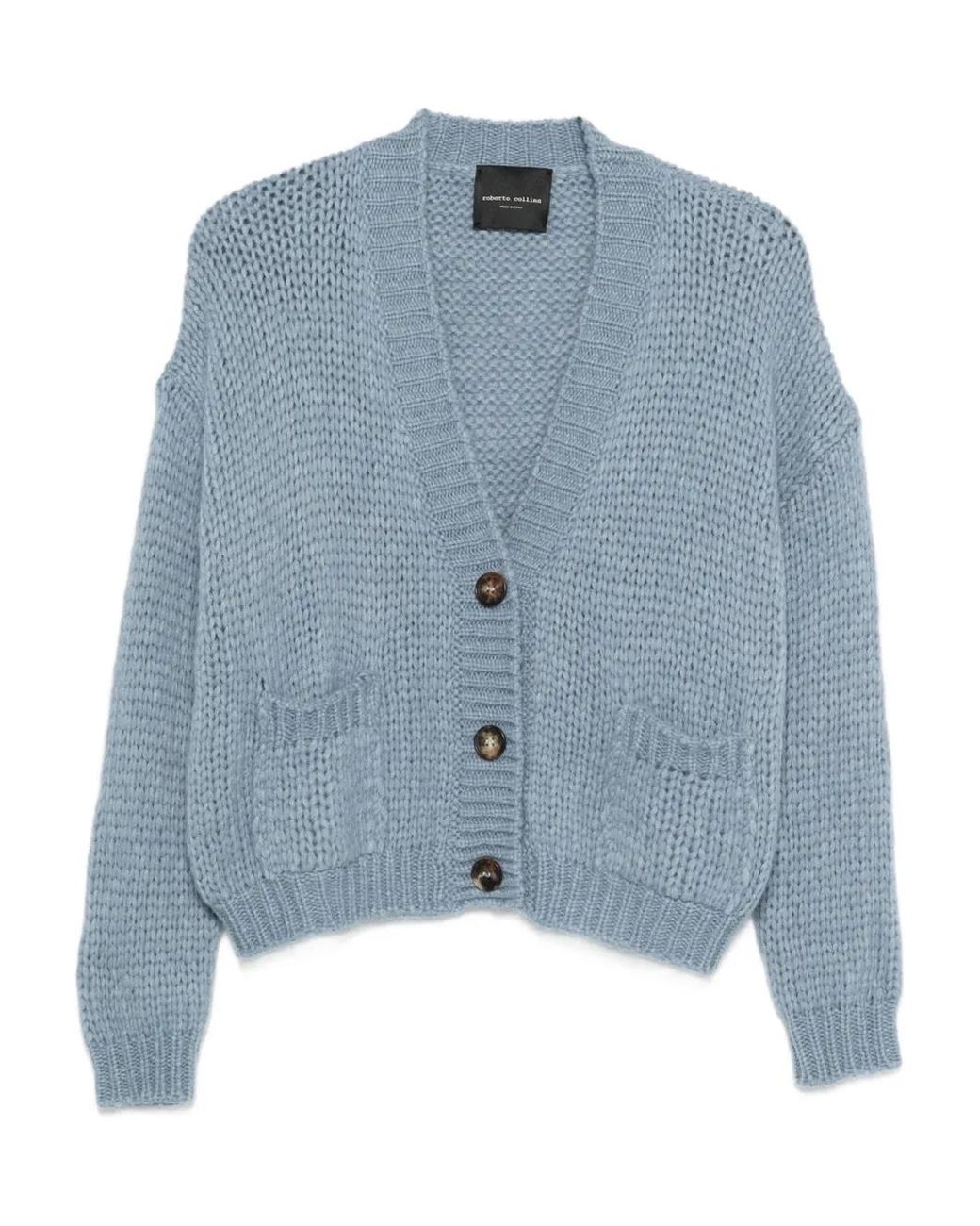 Roberto Collina Blue Button Pocket Cardigan