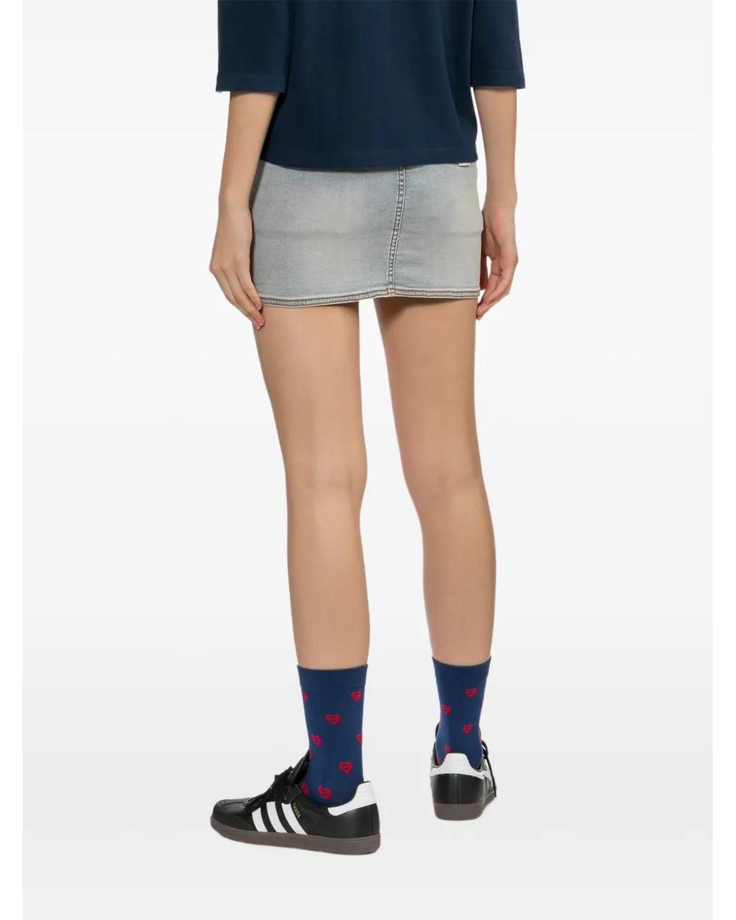 AAPE BY A BATHING AP Gray Logo-Patched Denim Skirt