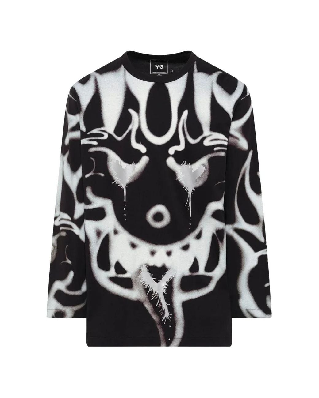 Y-3 Black Printed Cotton T-Shirt for men