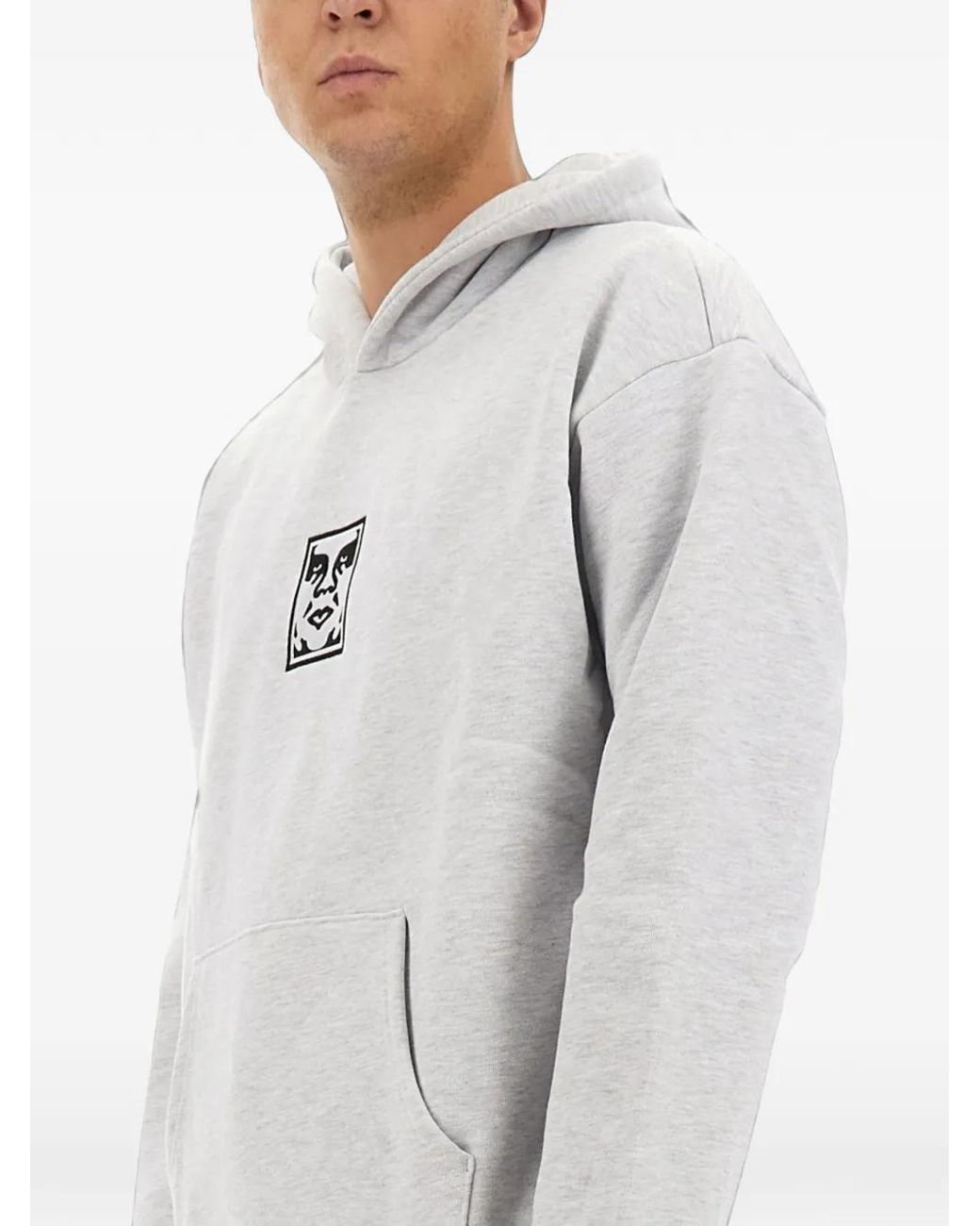 Obey Gray Icon Face Hoodie for men