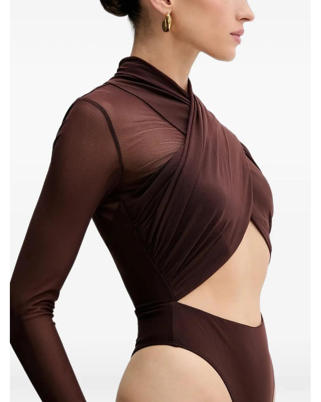 Bardot Brown Aliyah Cut-Out Bodysuit