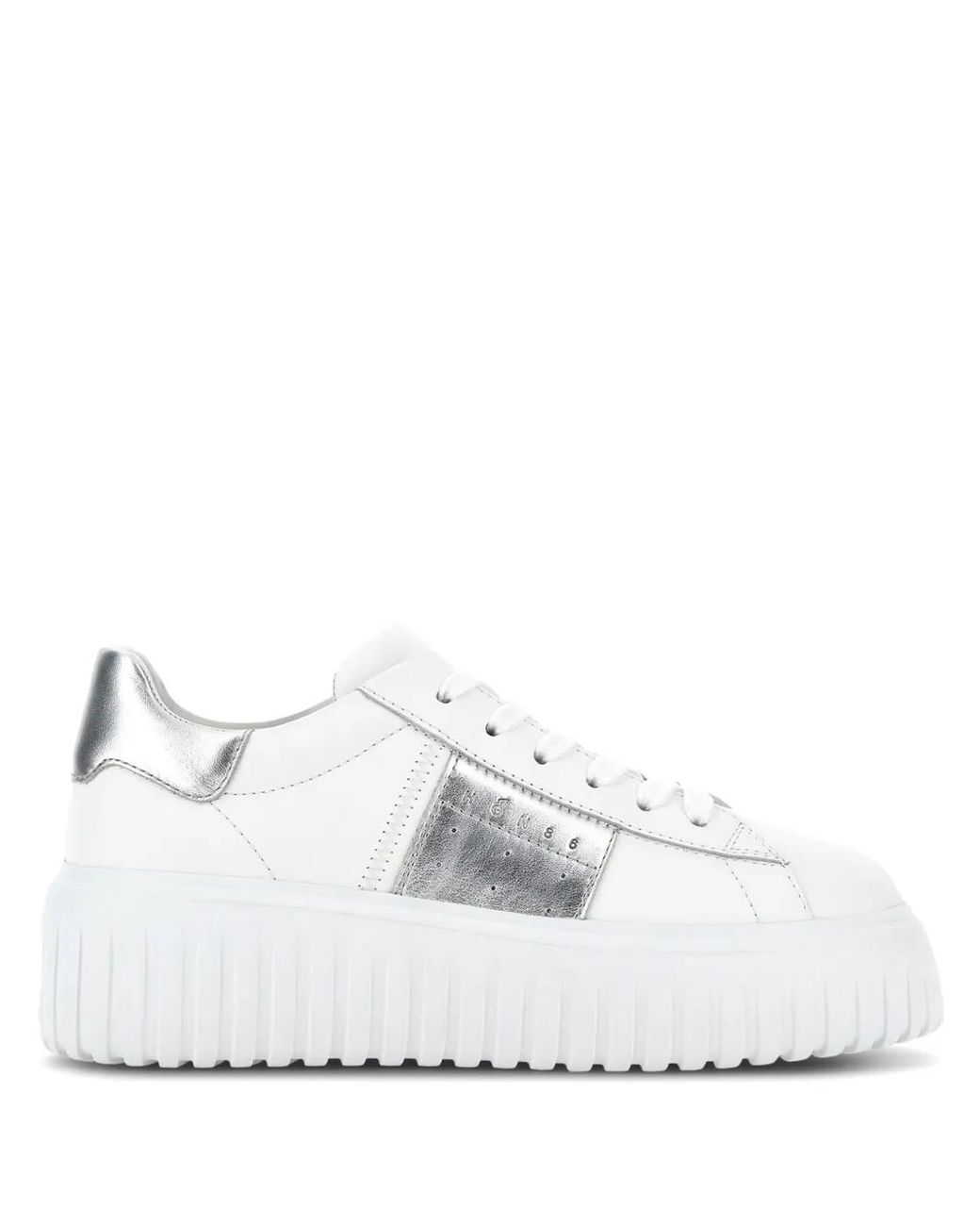 Hogan White Lace-Up Leather Sneakers For
