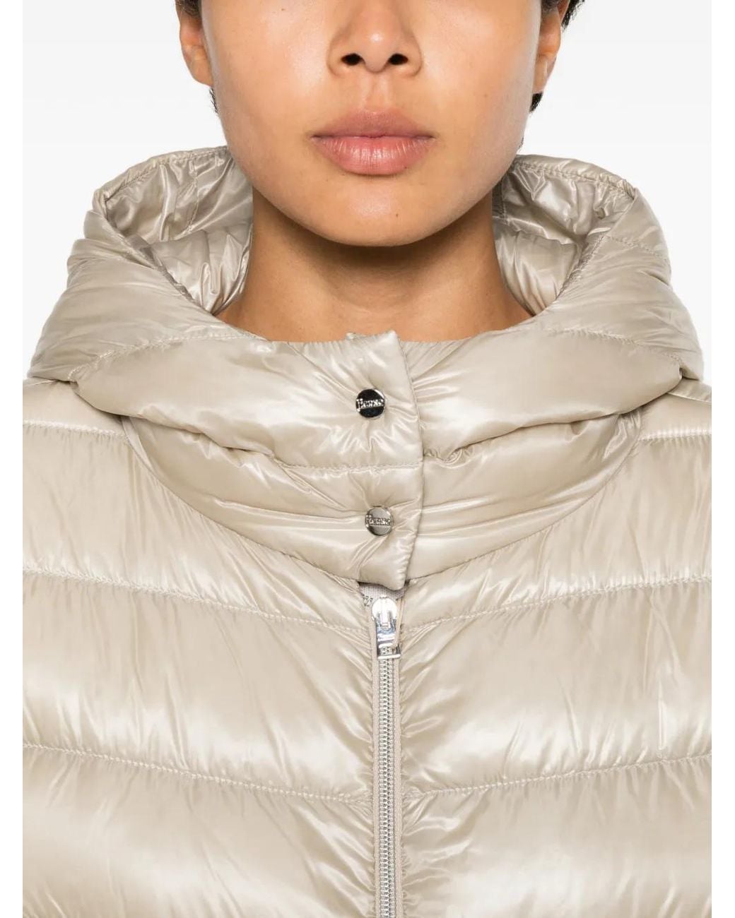 Herno Natural Hooded Quilted Zip-Up Jacket