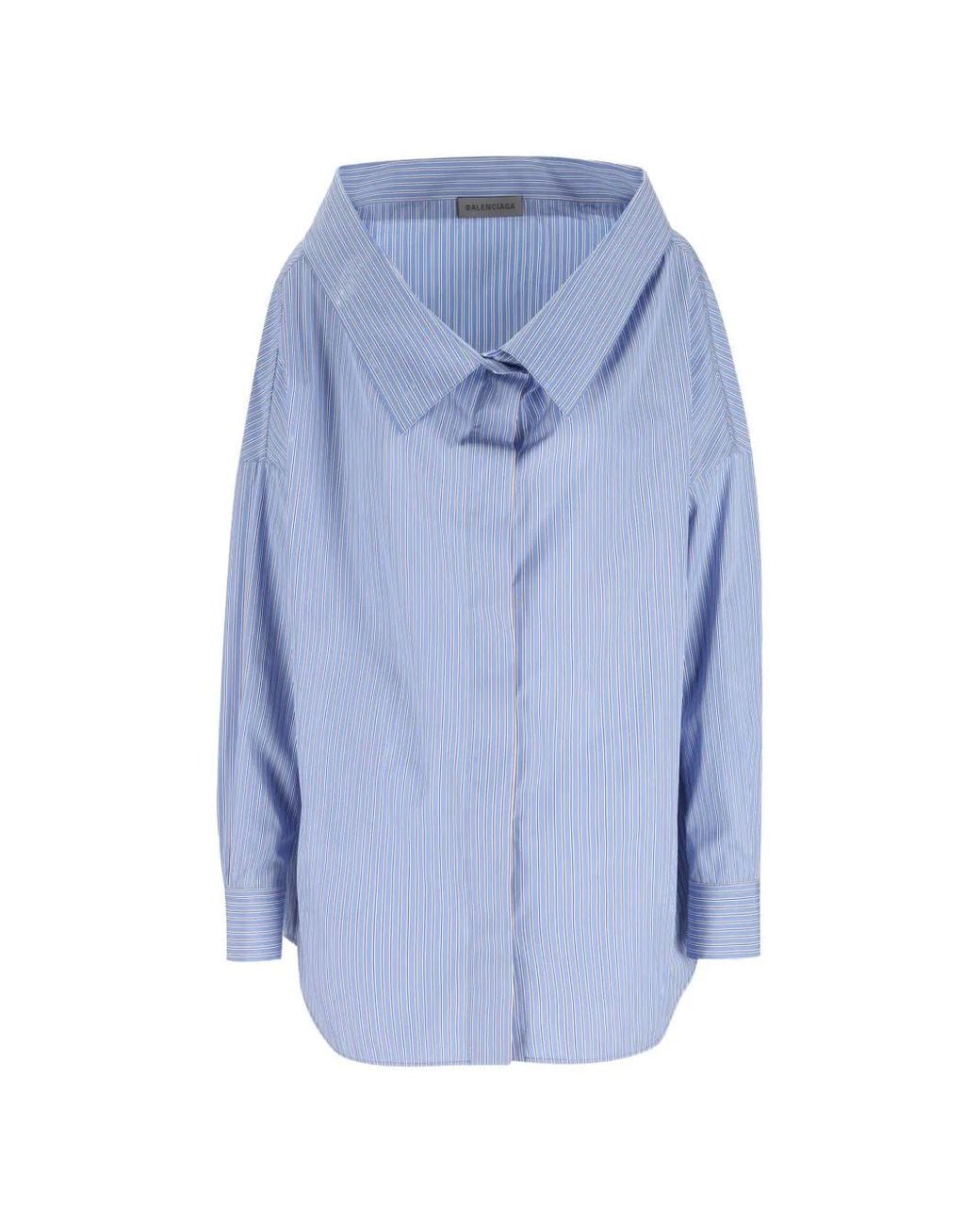 Balenciaga Blue Swing Vertical-Stripe Shirt