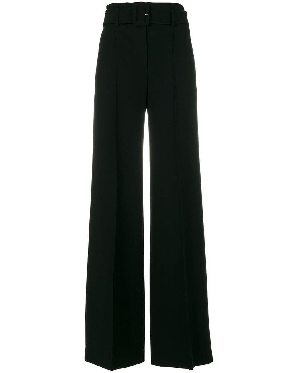 Theory Belted Stretch High Waist Trousers in Black | Lyst