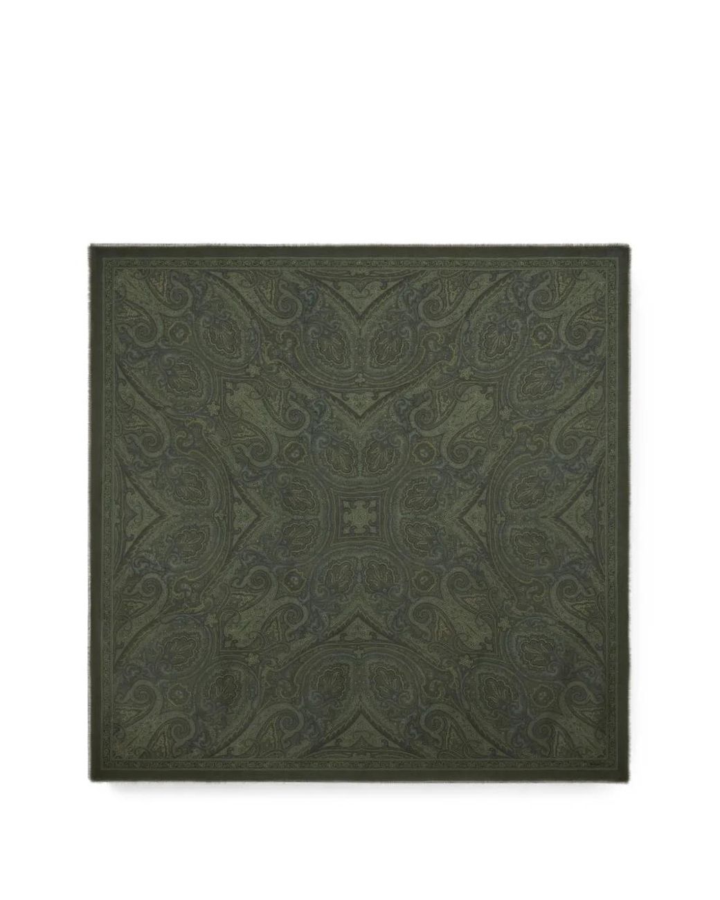 Etro Green Modal-And-Cashmere Shawl With Symmetrical Motif