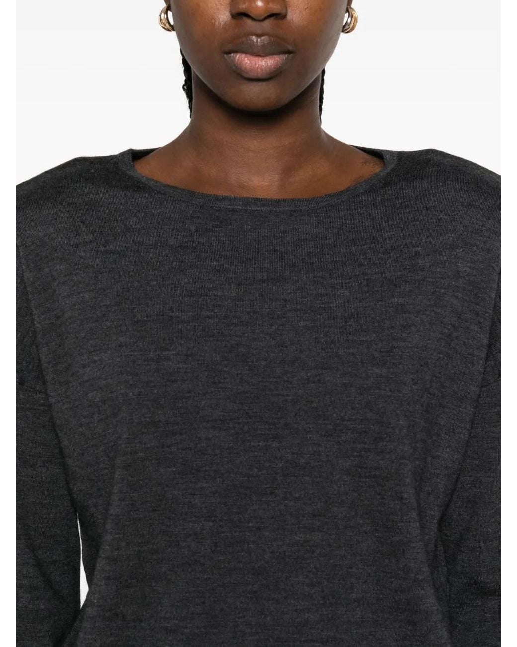 P.A.R.O.S.H. Black Long-Sleeve Midi Dress