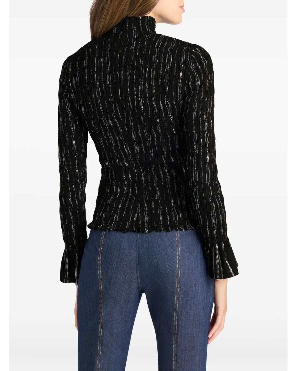 Cinq À Sept Black Cooper Ruffled Top