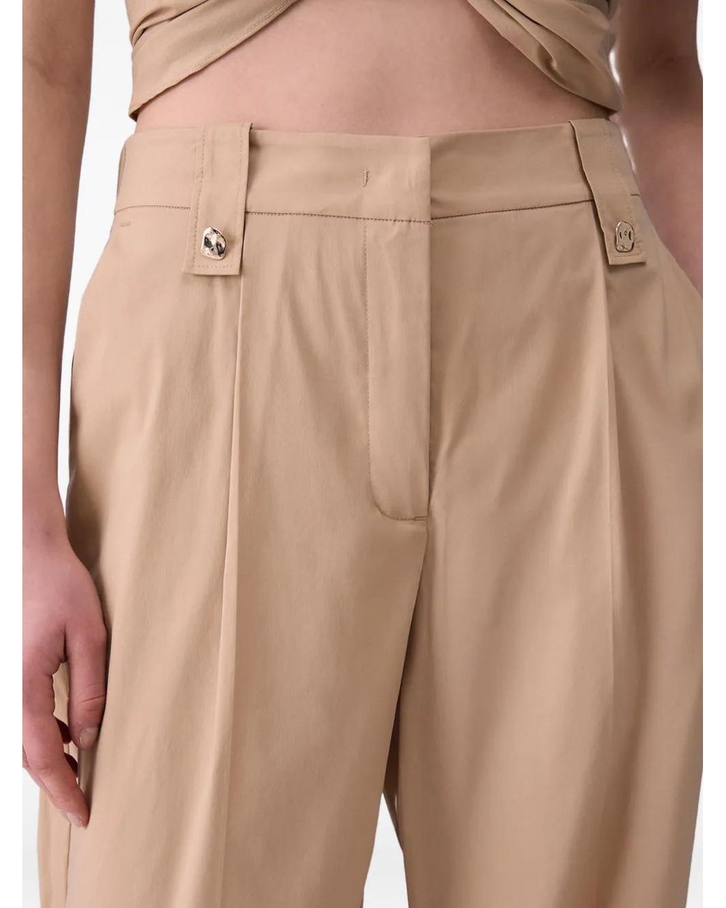 Liu Jo White Pantalon Plissé À Boutons Décoratifs