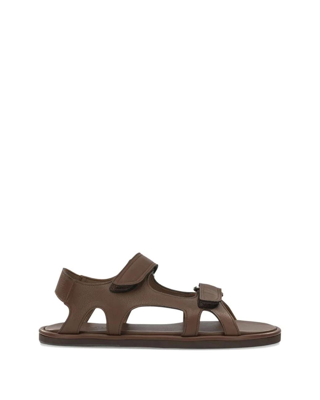 Auralee Brown Leather Flat Sandals