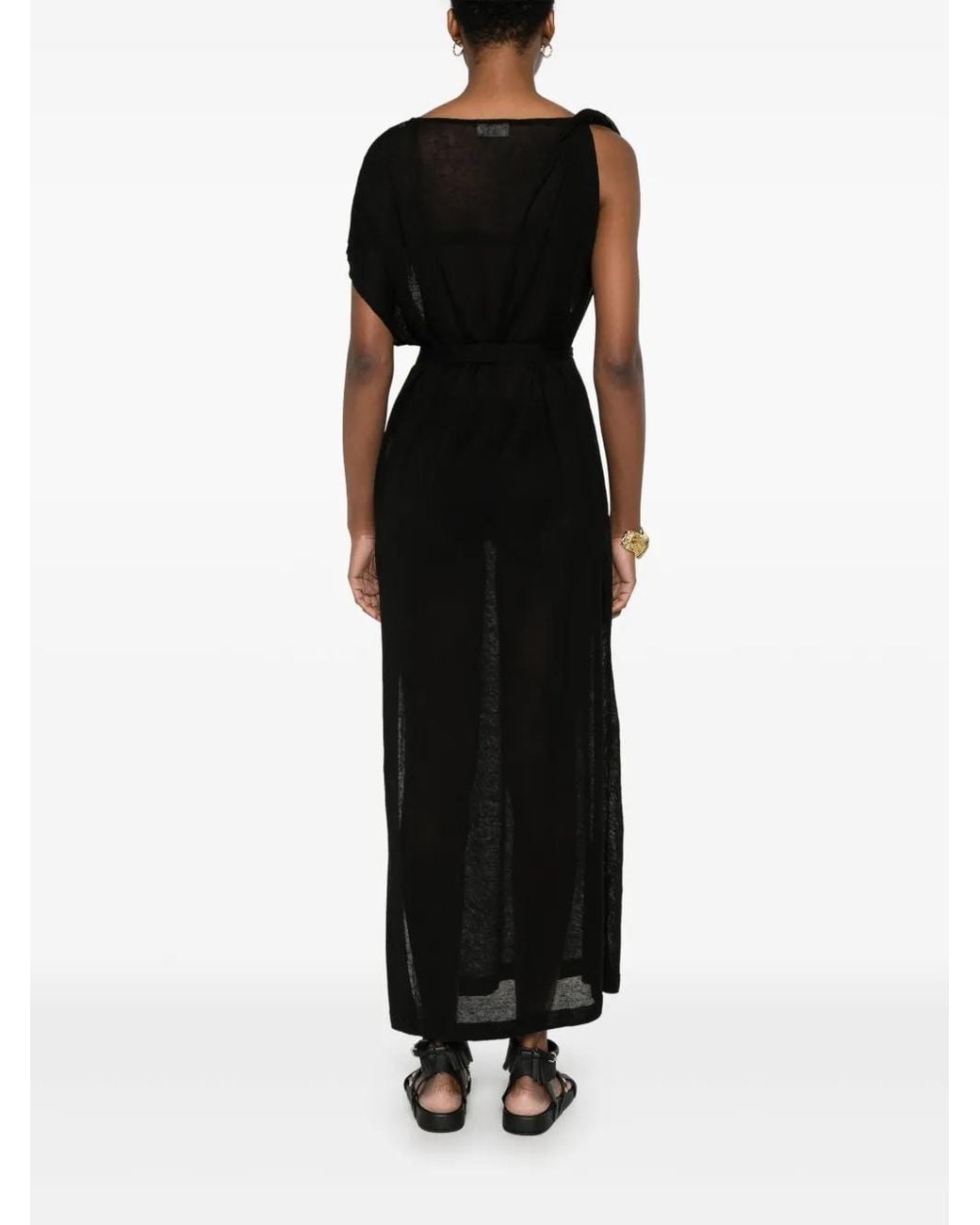 P.A.R.O.S.H. Black Twist-Detail Maxi Dress
