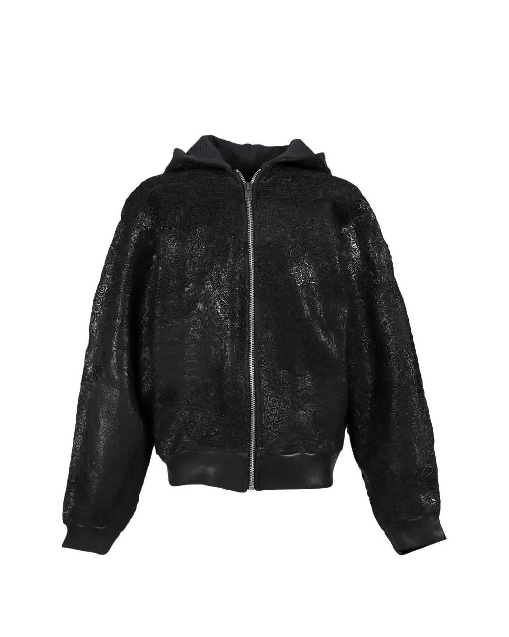 Earthling Collective Black Floral-Embellished Coated Jacket for men