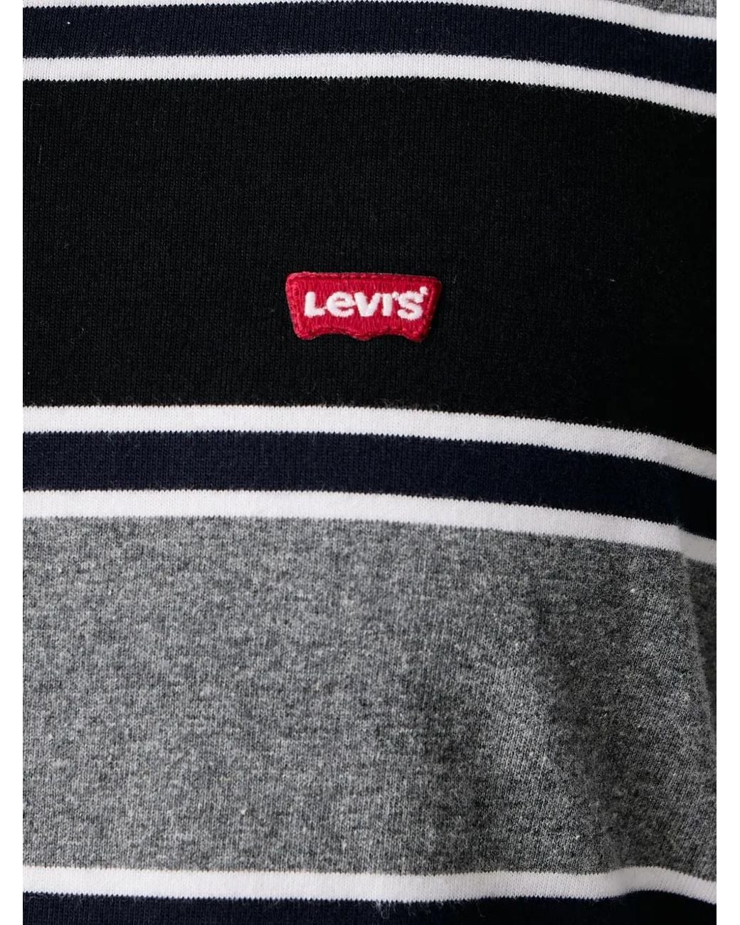Levi's Black Striped Long-Sleeve Rugby Polo Shirt for men