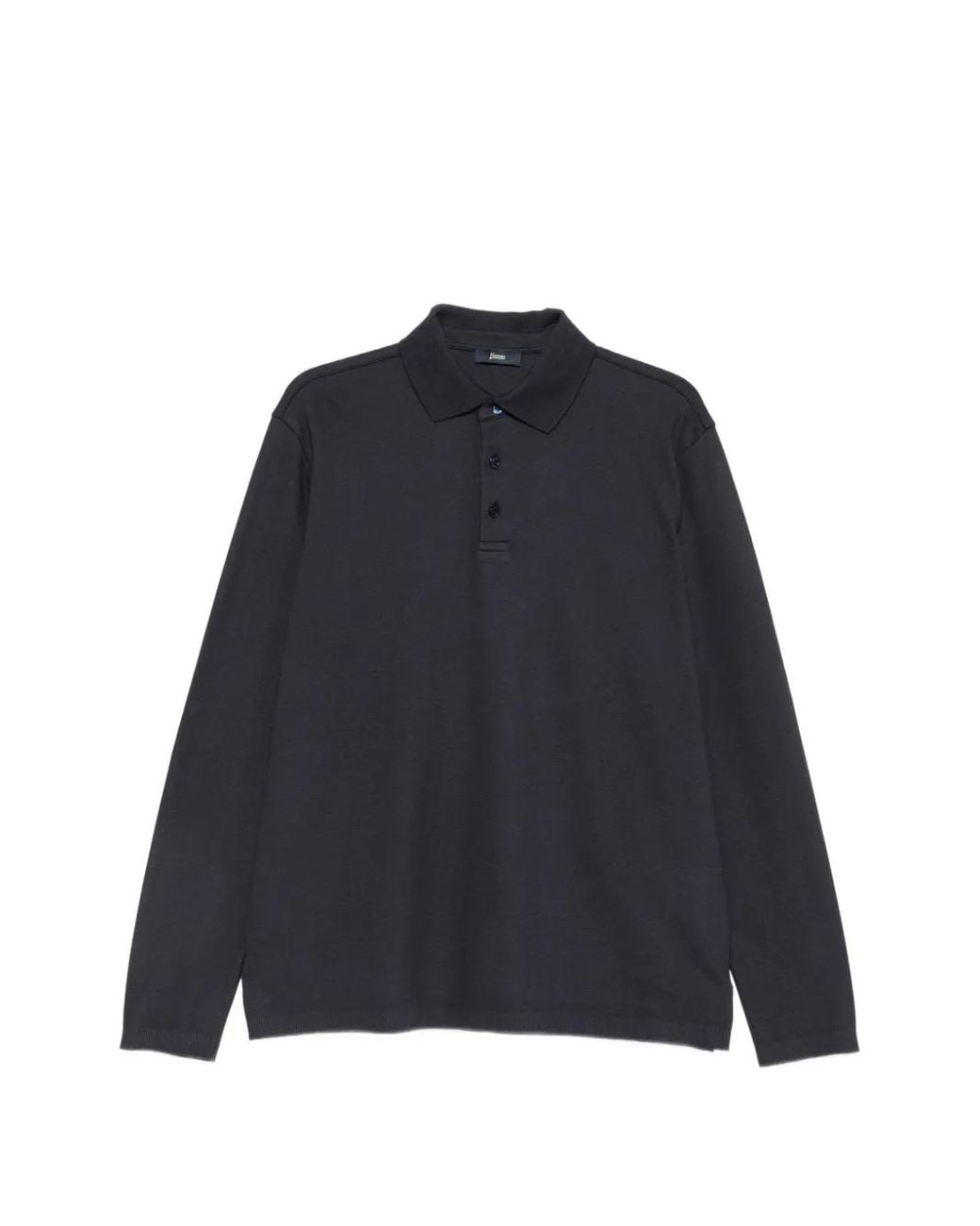 Herno Blue Long-Sleeve Polo Shirt for men