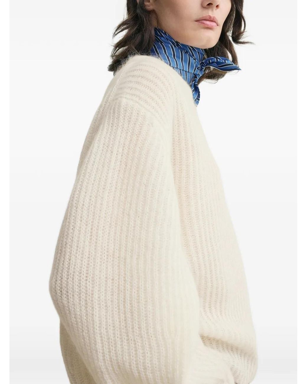Totême White Ribbed Sweater