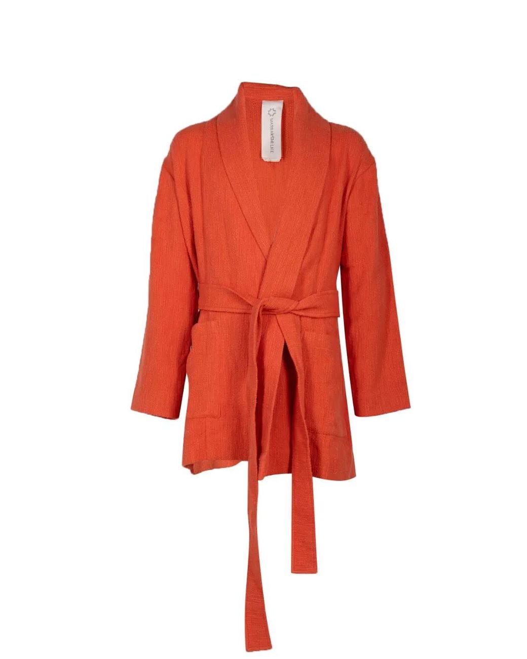 Marrakshi Life Red Belted Shawl-Collar Kimono