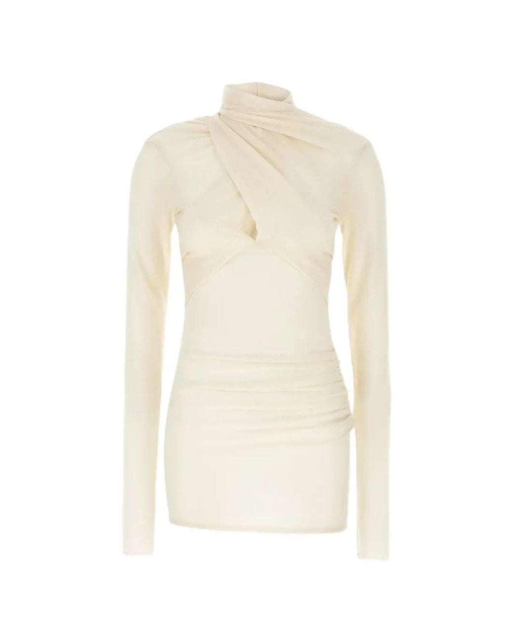 Entire studios White Draped Ruched-Detail Mini Dress