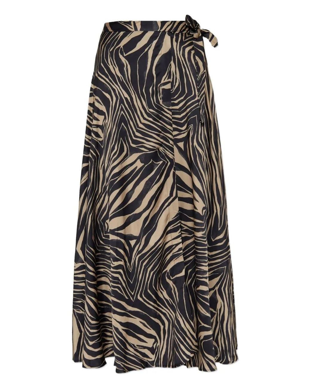 Munthe Black Lovella Zebra-Print Wrap Skirt
