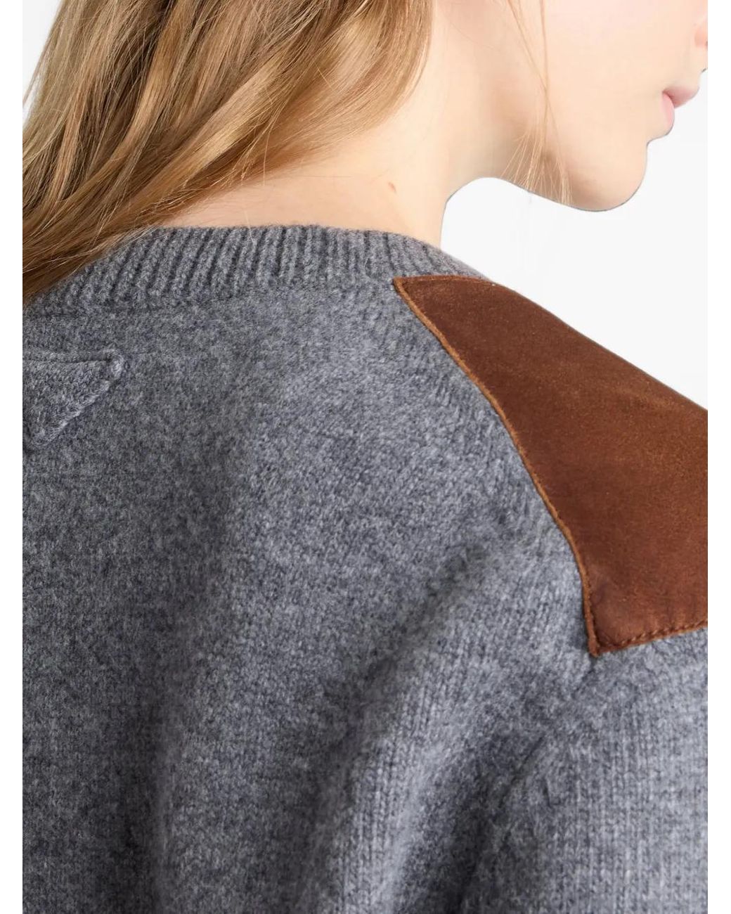 Prada Brown Suede-Panel Wool Cardigan