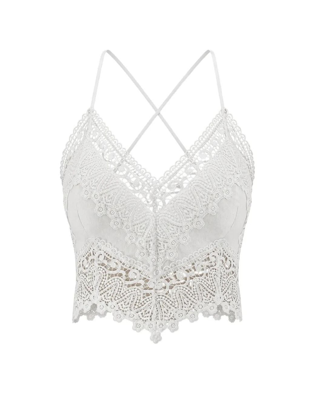 Charo Ruiz White Blanca Guipure Lace-Trim Top