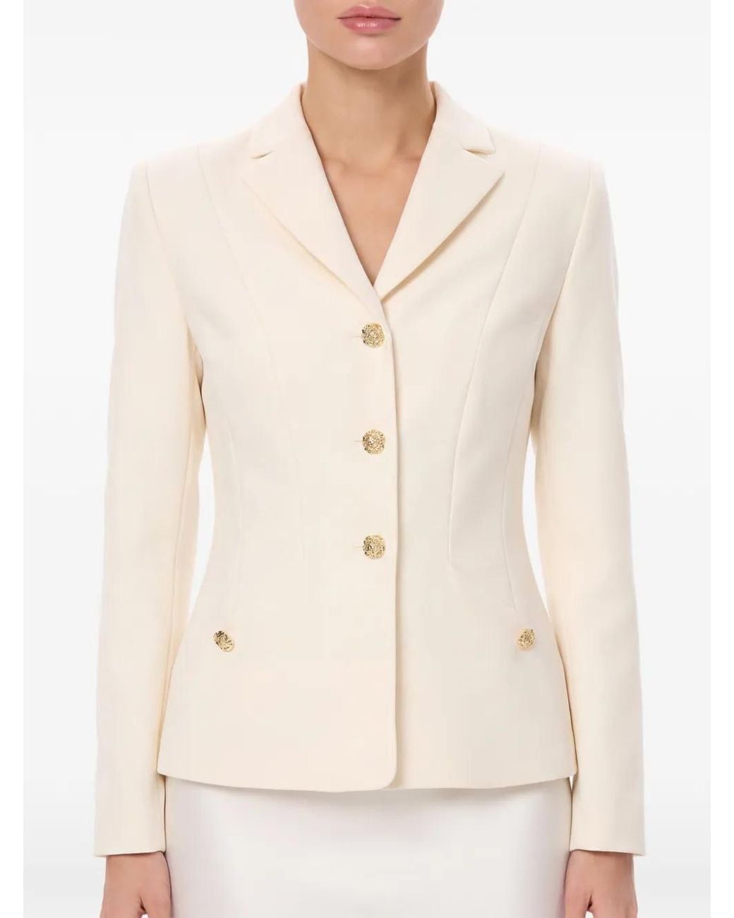 POST MERIDIEM White Tone Buttoned Fitted Jacket