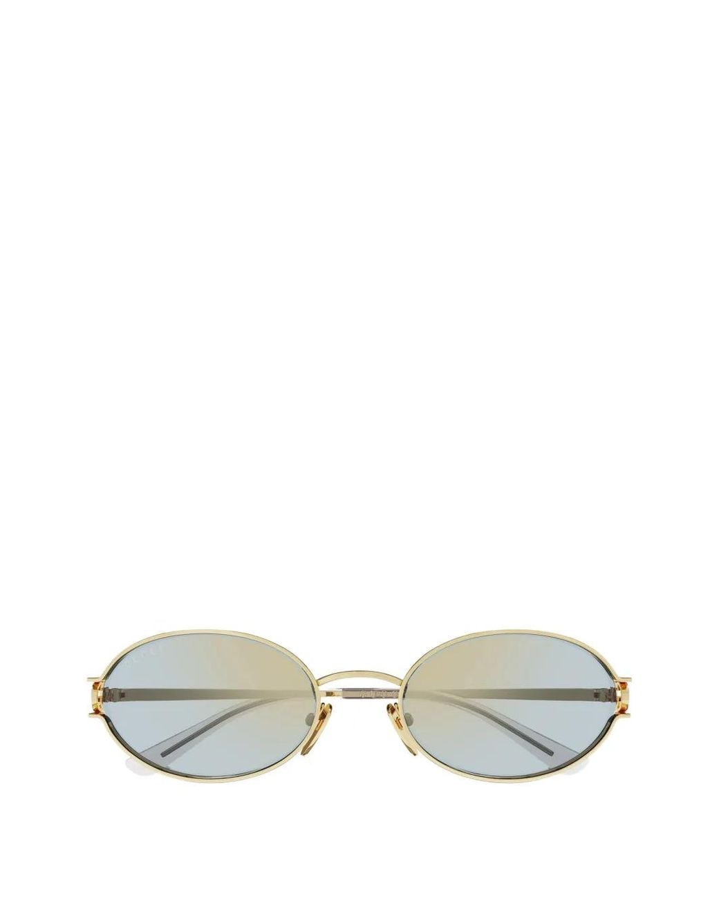 Gucci White Interlocking-G Oval-Frame Sunglasses