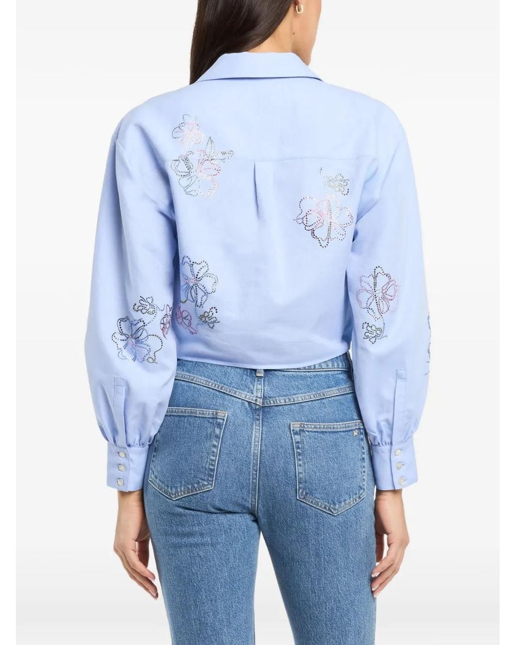 Cinq À Sept Blue Marianna Floral Tie Shirt