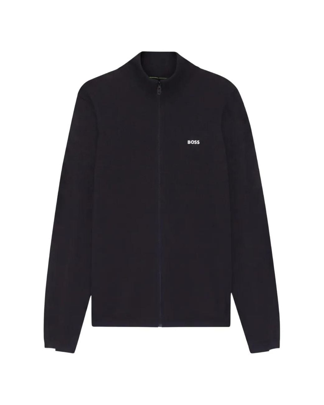 Boss Blue Cardigan En Coton À Logo Contrastant for men