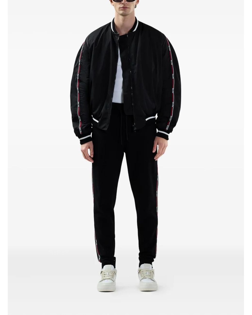 Gcds Black Logo-Embellishment Bomber Jacket for men