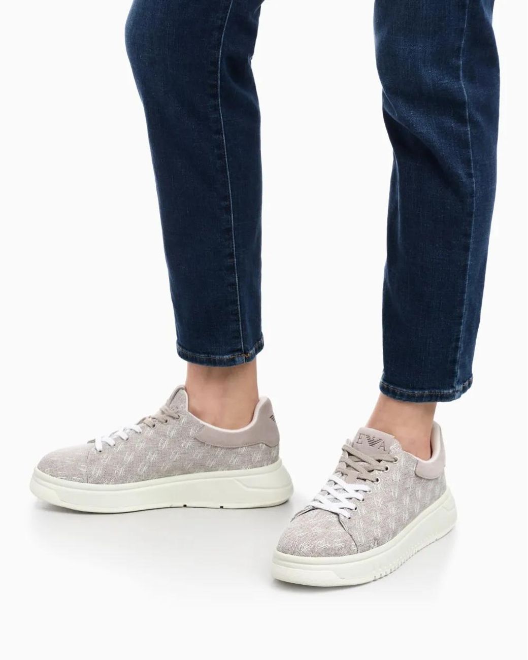Emporio Armani White Logo-Print Clow-Top Sneakers