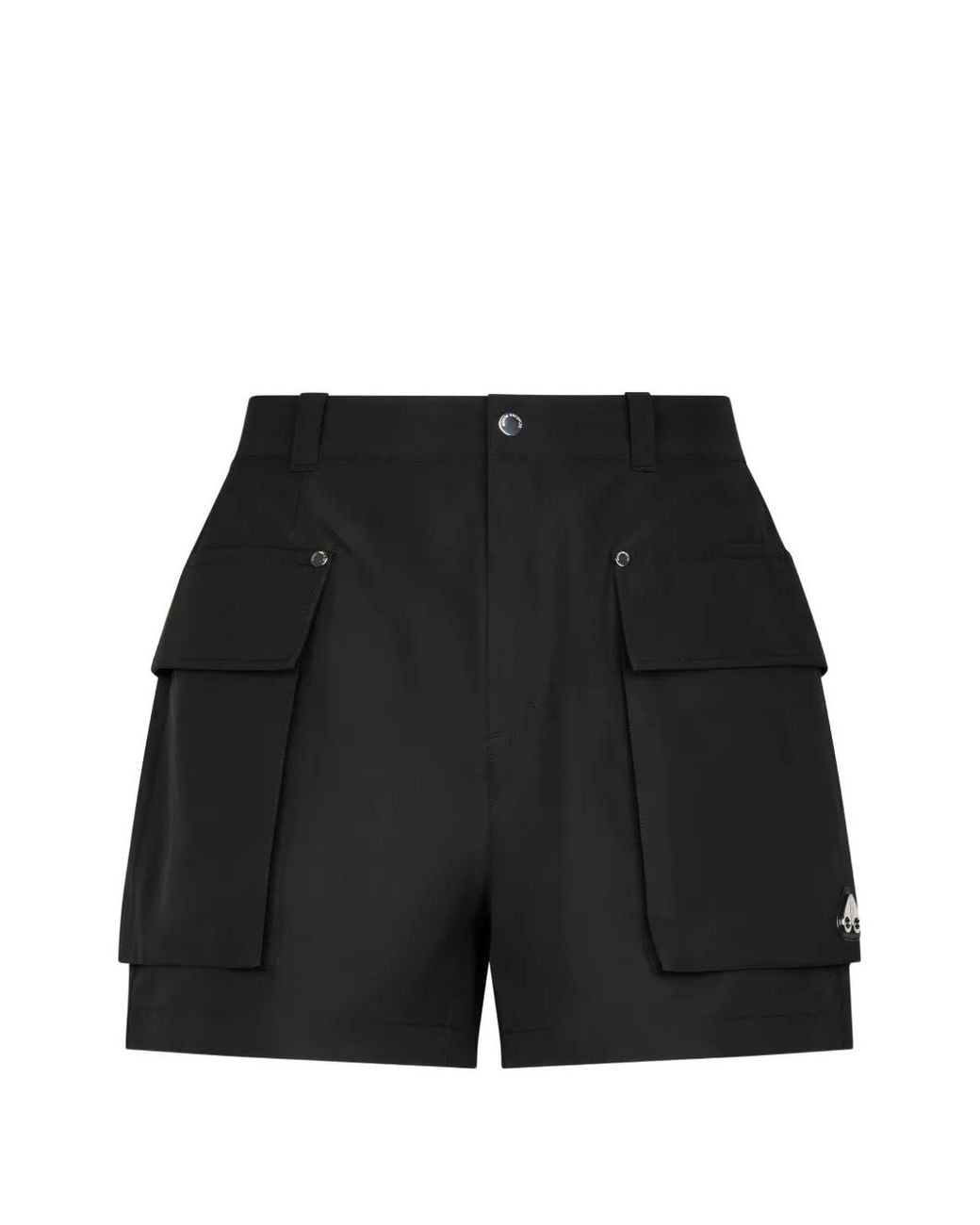 Moose Knuckles Black Logo-Plaque Cargo Shorts for men