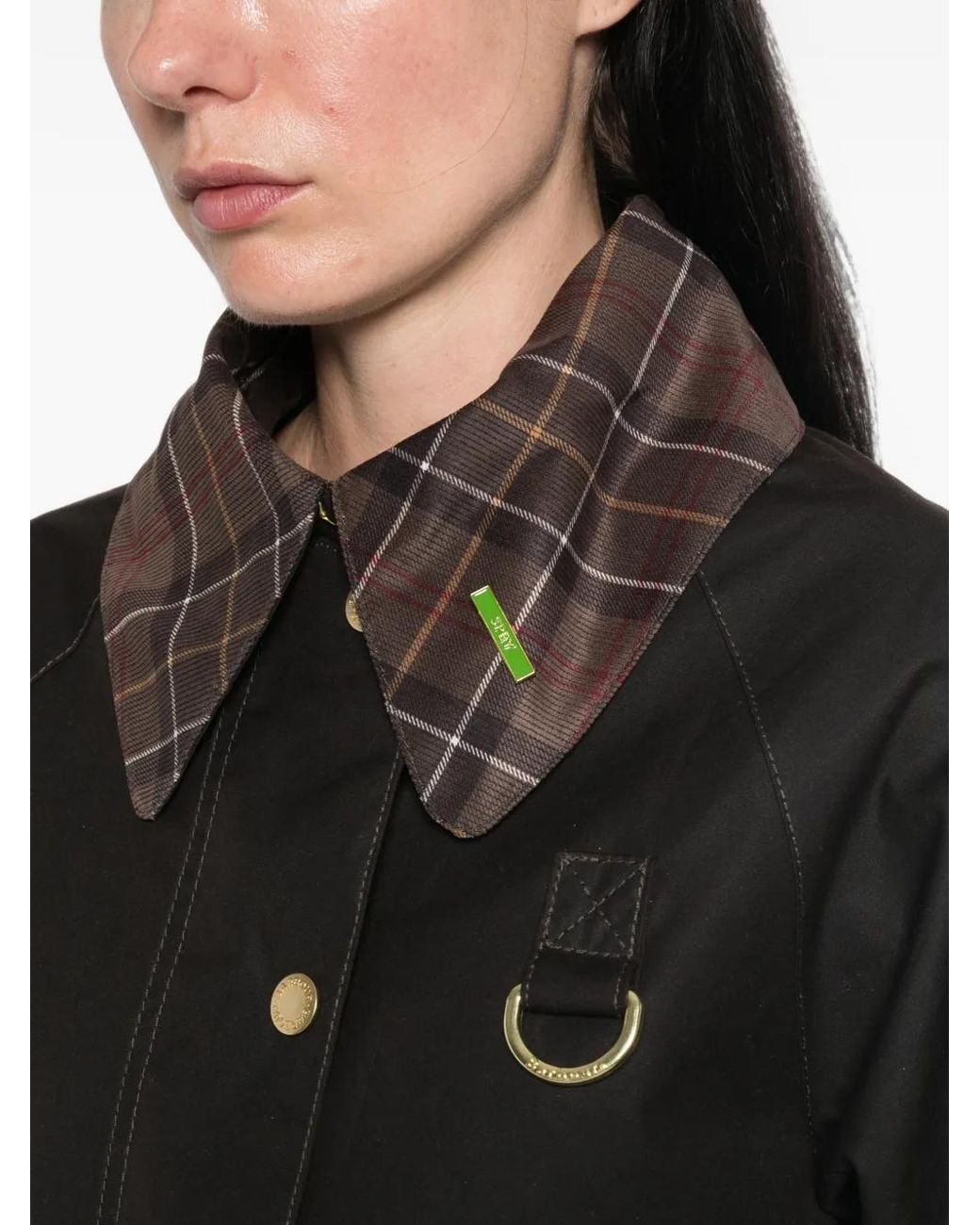 Barbour Black Veste Spey À Col À Carreaux