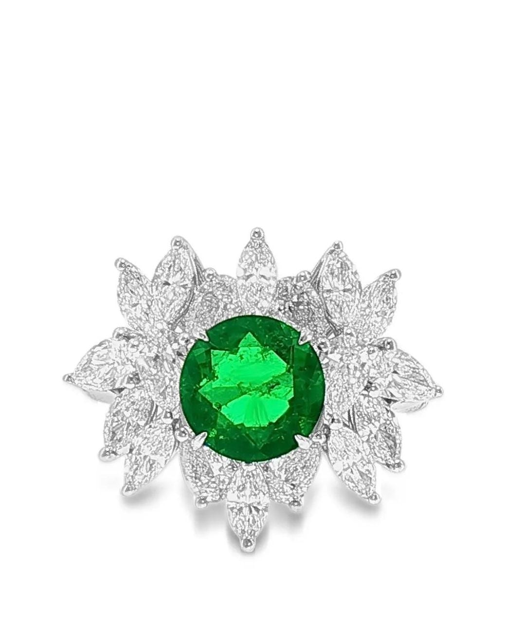 HYT Jewelry Green Emerald And Diamond Ring
