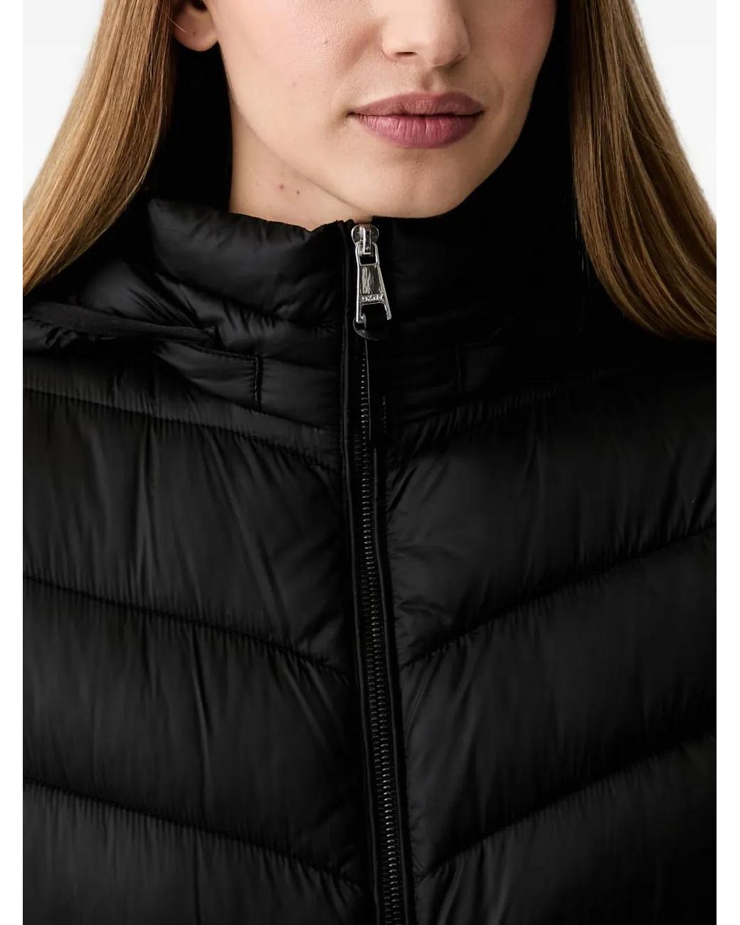 DKNY Black Quilted Hooded Jacket