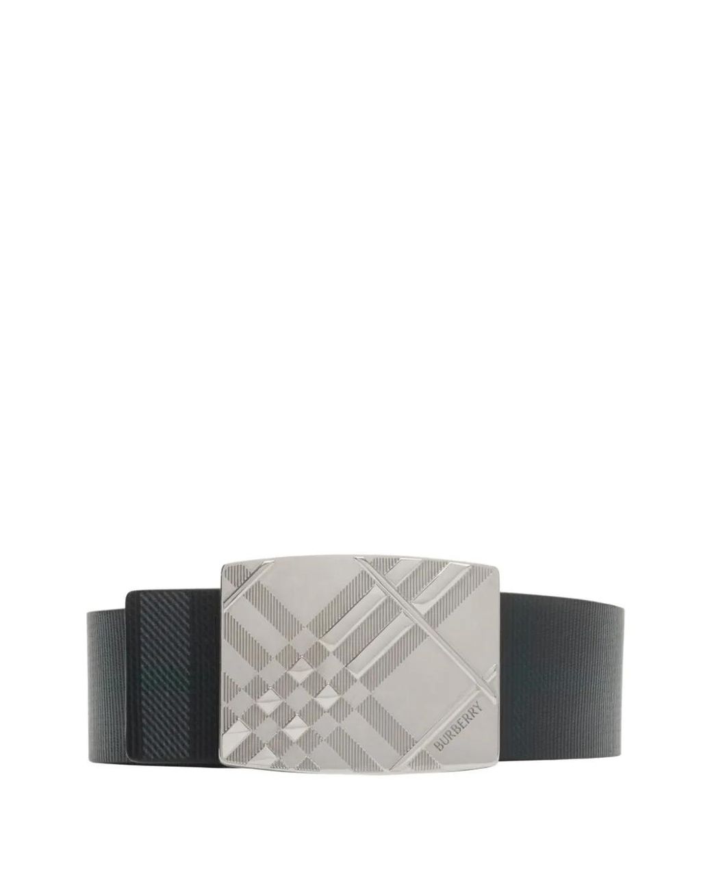 Burberry Gray Reversible Engraved Check Belt for men