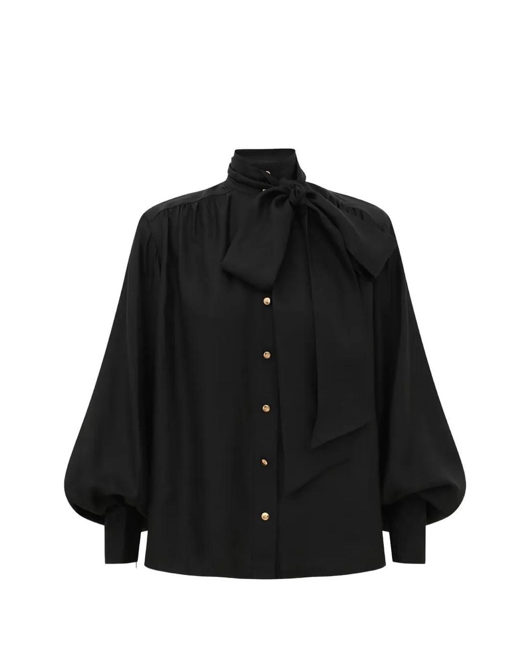 Zimmermann Black Tie-Neck Silk Blouse