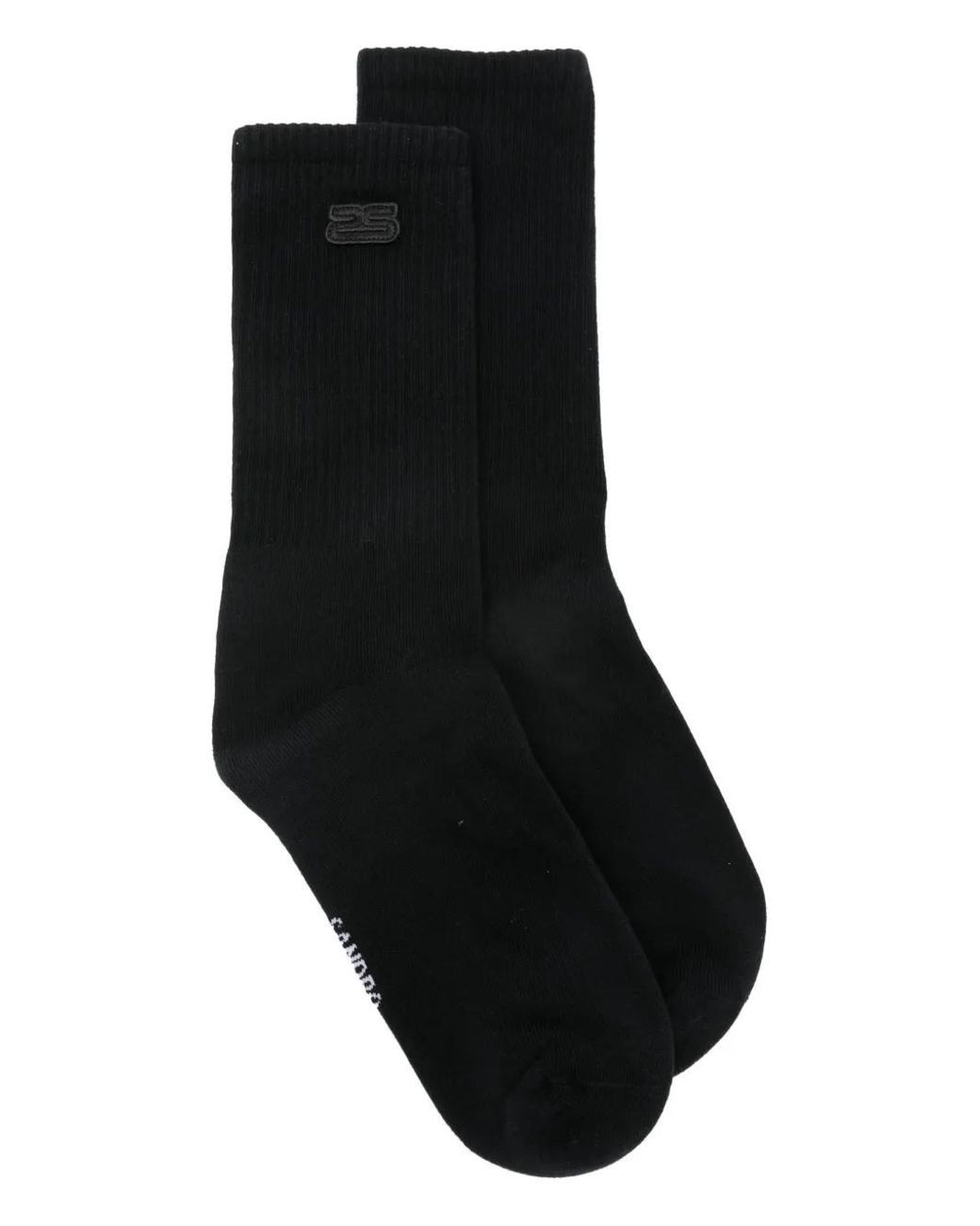 Sandro Black Socks With Embroidered Patch for men