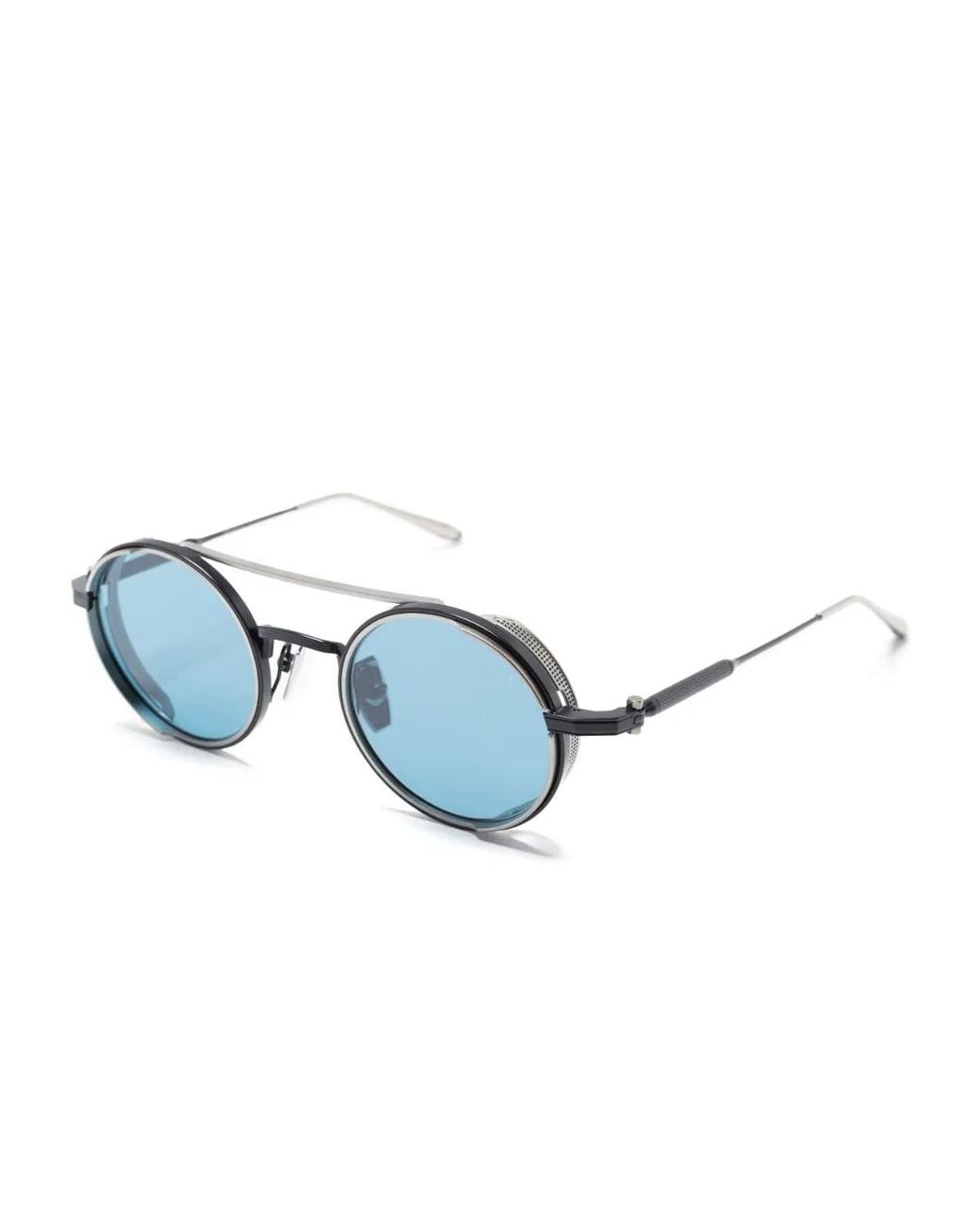 Akoni Blue Eris Round-Frame Double-Bridge Sunglasses
