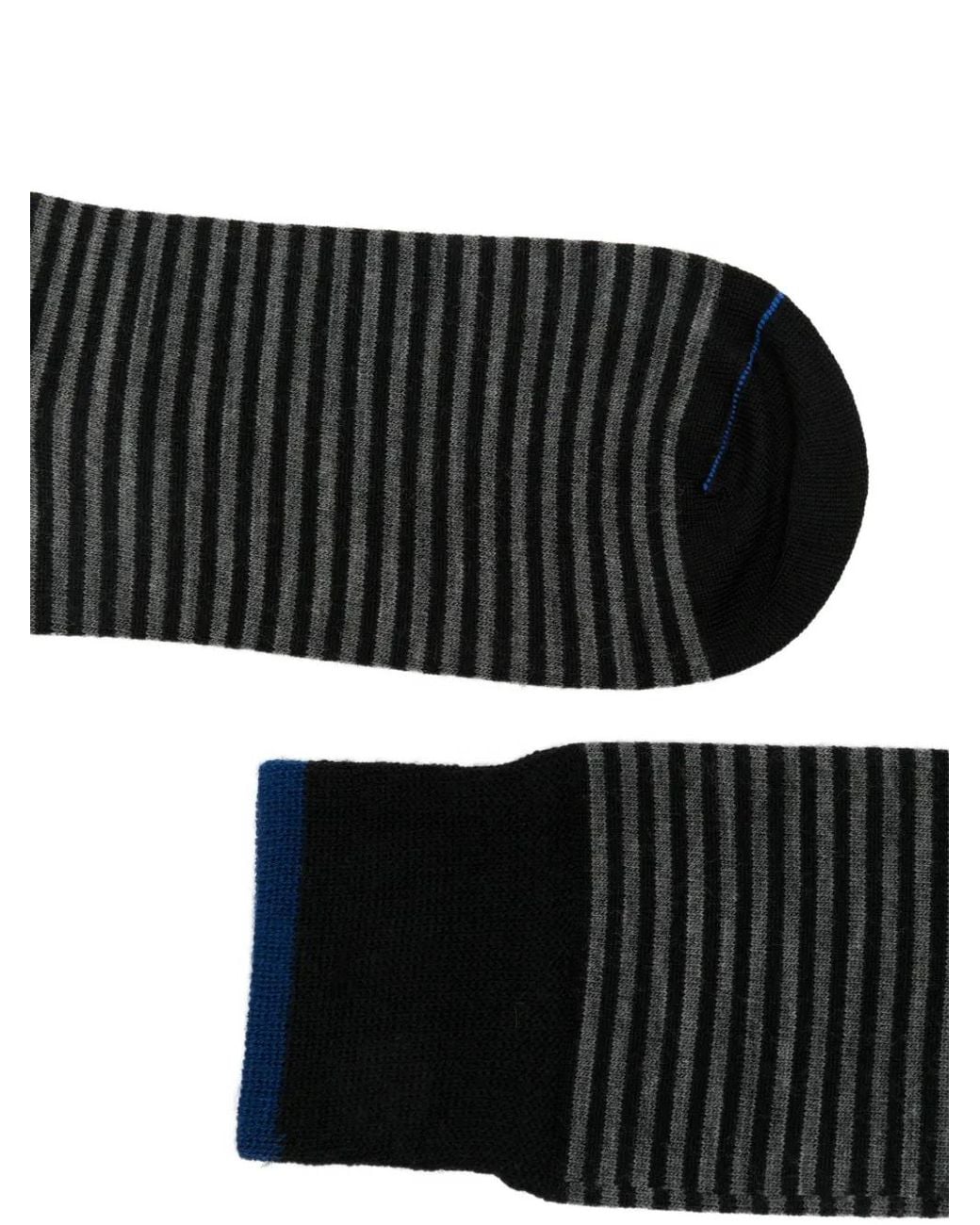 ANT45 Black Thin Short Striped-Knit Socks for men