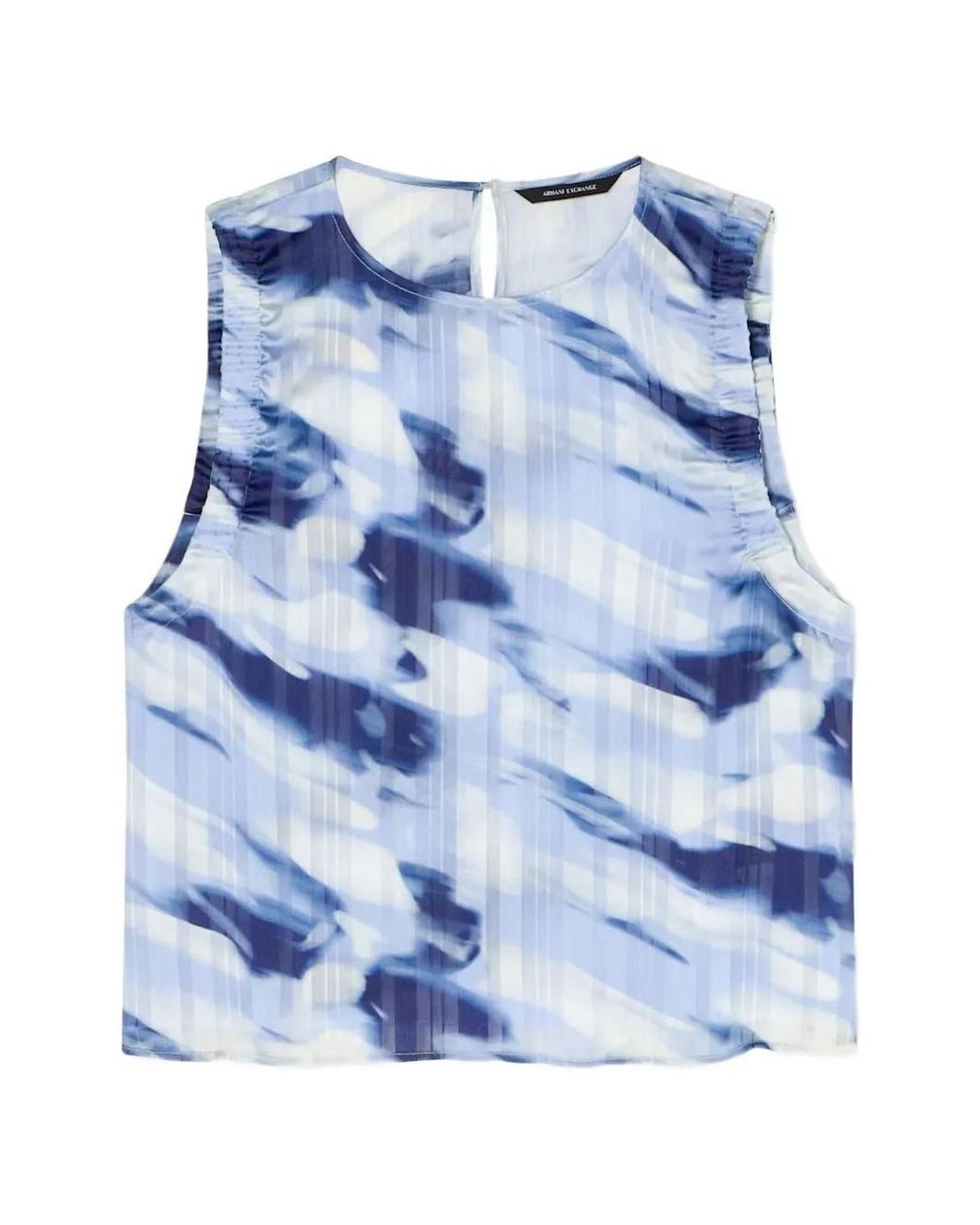 ARMANI EXCHANGE Blue Abstract-Print Sleeveless Top