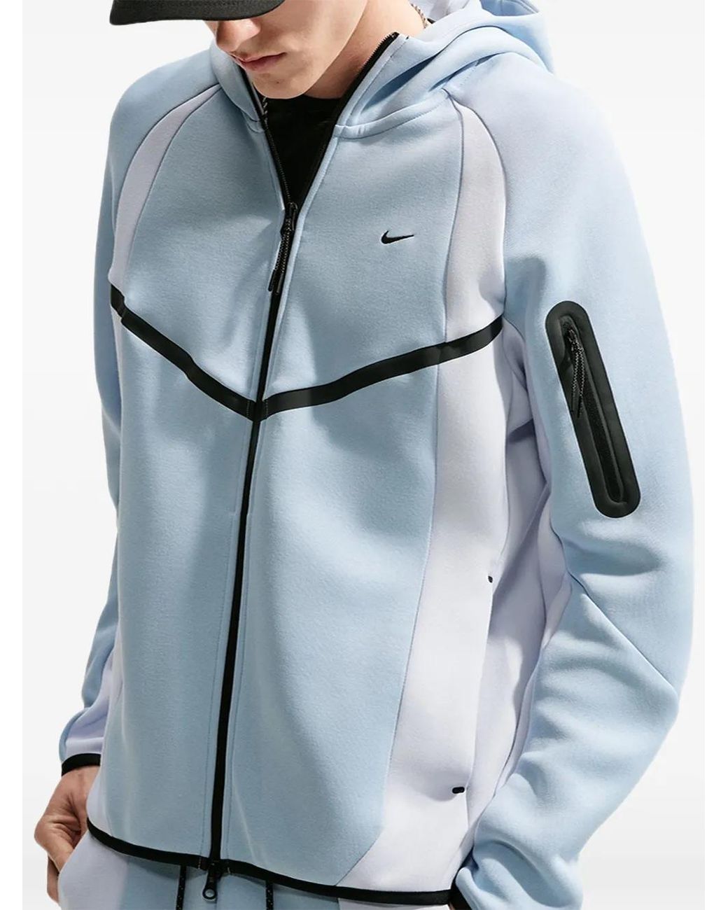 Nike Blue Tech Colour-Block Full-Zip Fleece Windrunner Jacket for men